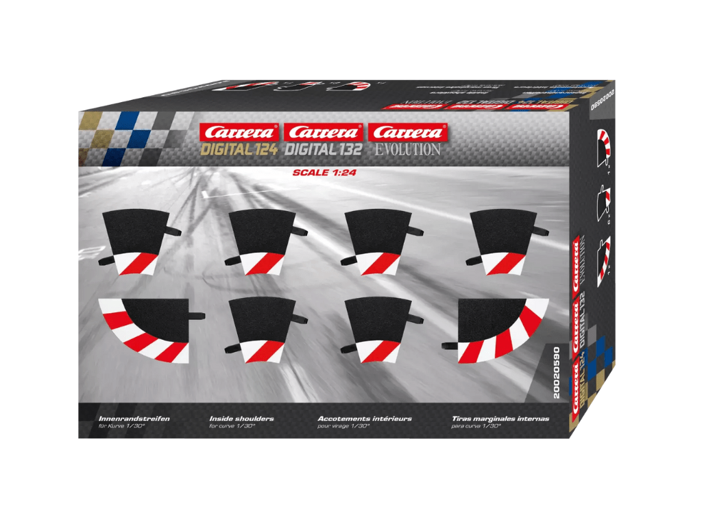 Carrera 124 & 132 | Inside Shoulder for Curve 1/30° x6 Pack | Includes End Pieces x2 | 20590