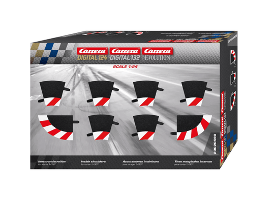 Carrera 124 & 132 | Inside Shoulder for Curve 1/30° x6 Pack | Includes End Pieces x2 | 20590
