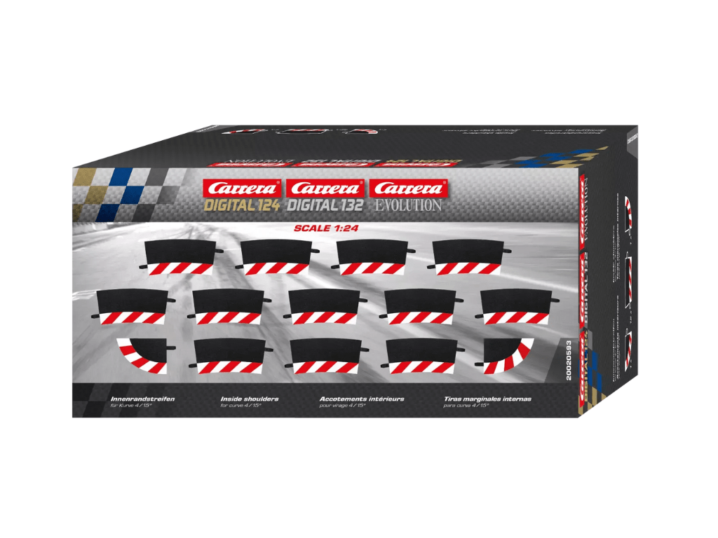 Carrera 124 & 132 | Inside Shoulder for Curve 4/15° x12 Pack | Includes End Pieces x2 | 20593