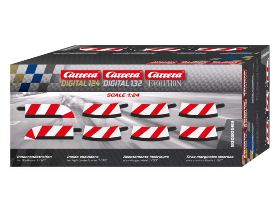 Carrera 124 & 132 | Inside Shoulder for High Banked Curve 1/30° x6 Pack | Includes End Pieces x2 | 20569