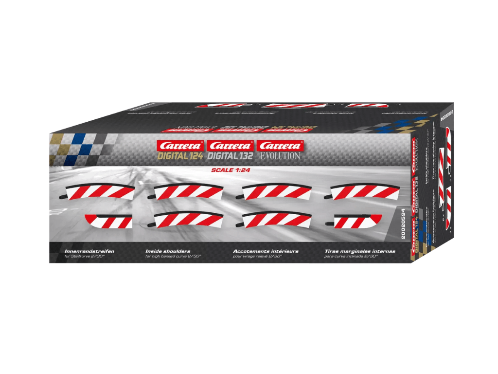 Carrera 124 & 132 | Inside Shoulder for High Banked Curve 2/30° x6 Pack | Includes End Pieces x2 | 20594