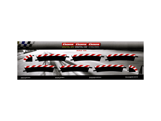 Carrera 124 & 132 | Outside Shoulder for Curve 1/30° x6 Pack | Includes End Pieces x2 | 20567
