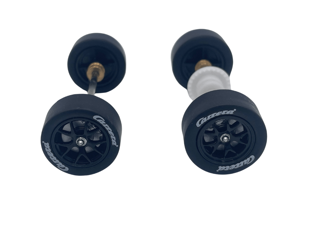 Carrera 132 | Axle Assembly - Front & Rear | Porsche 911 RSR / GT3 Cup | Black Wheels