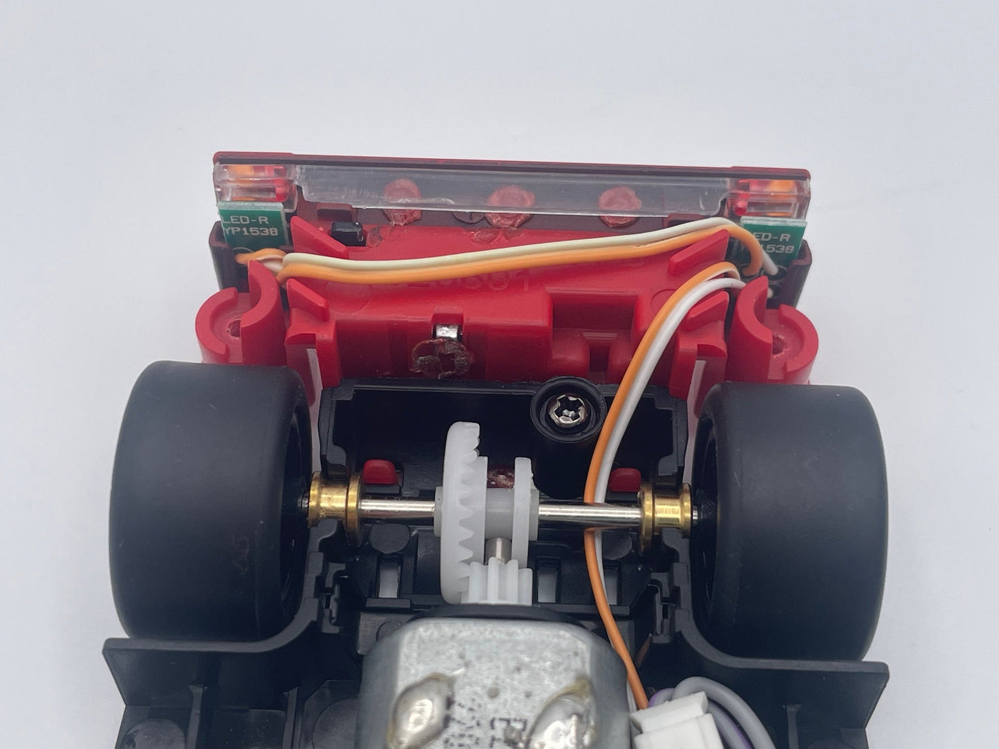 Carrera 132 | LED Rear Tail / Brake Lights w/ Longer Wire | Red | Fits Lancia Beta Montecarlo Turbo Models