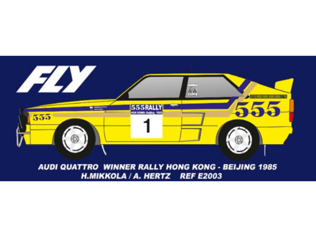 Fly | Audi Quattro A2 | #1 555 Audi Sport - Hong Kong - Beijing Rally 1985 | EVO3 Racing | PRE - ORDER - A2003R