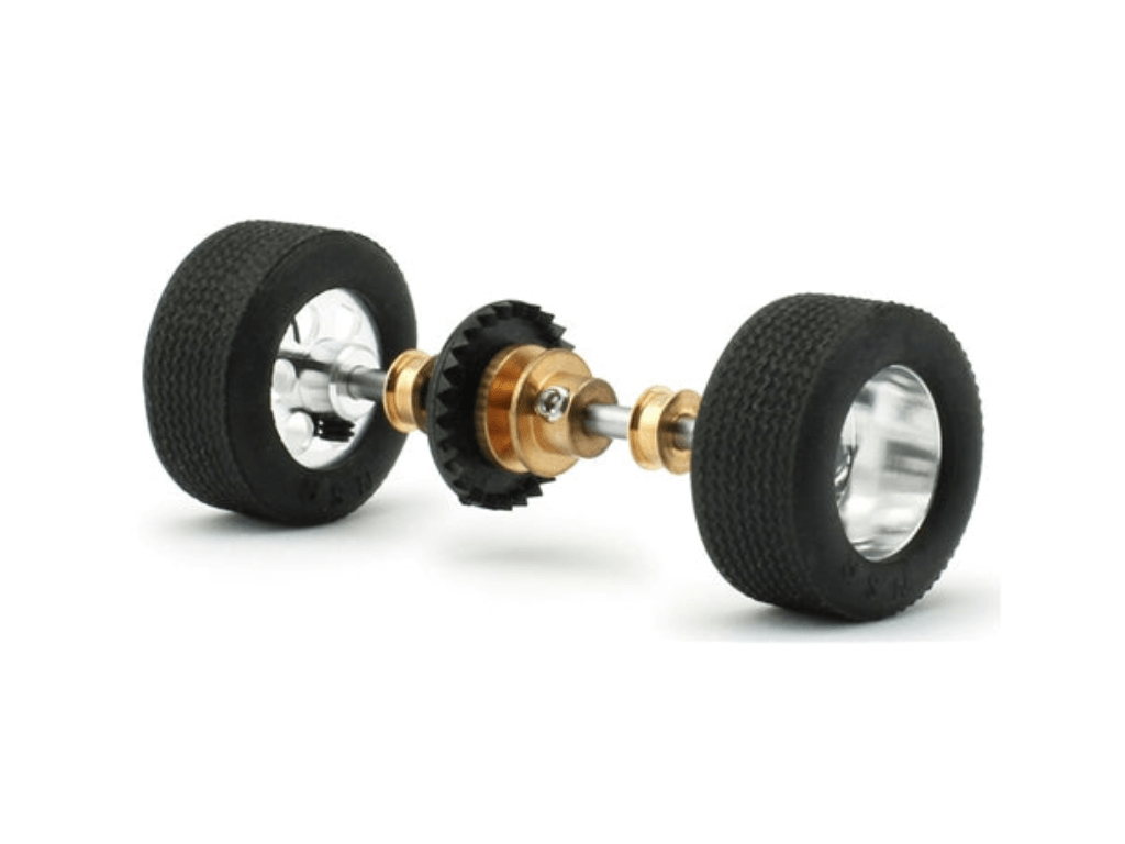 NSR | Rear Axle Assembly w/ Wheels & Tires | Ready to Race Kit for Carrera Classic Car Models | Inline | 9136
