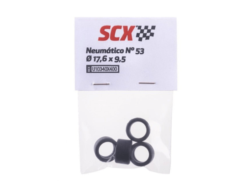 SCX 1:32 | Rubber Tires x4 Pack | 17.6x9.5mm | Tire Kit 53 | U10340