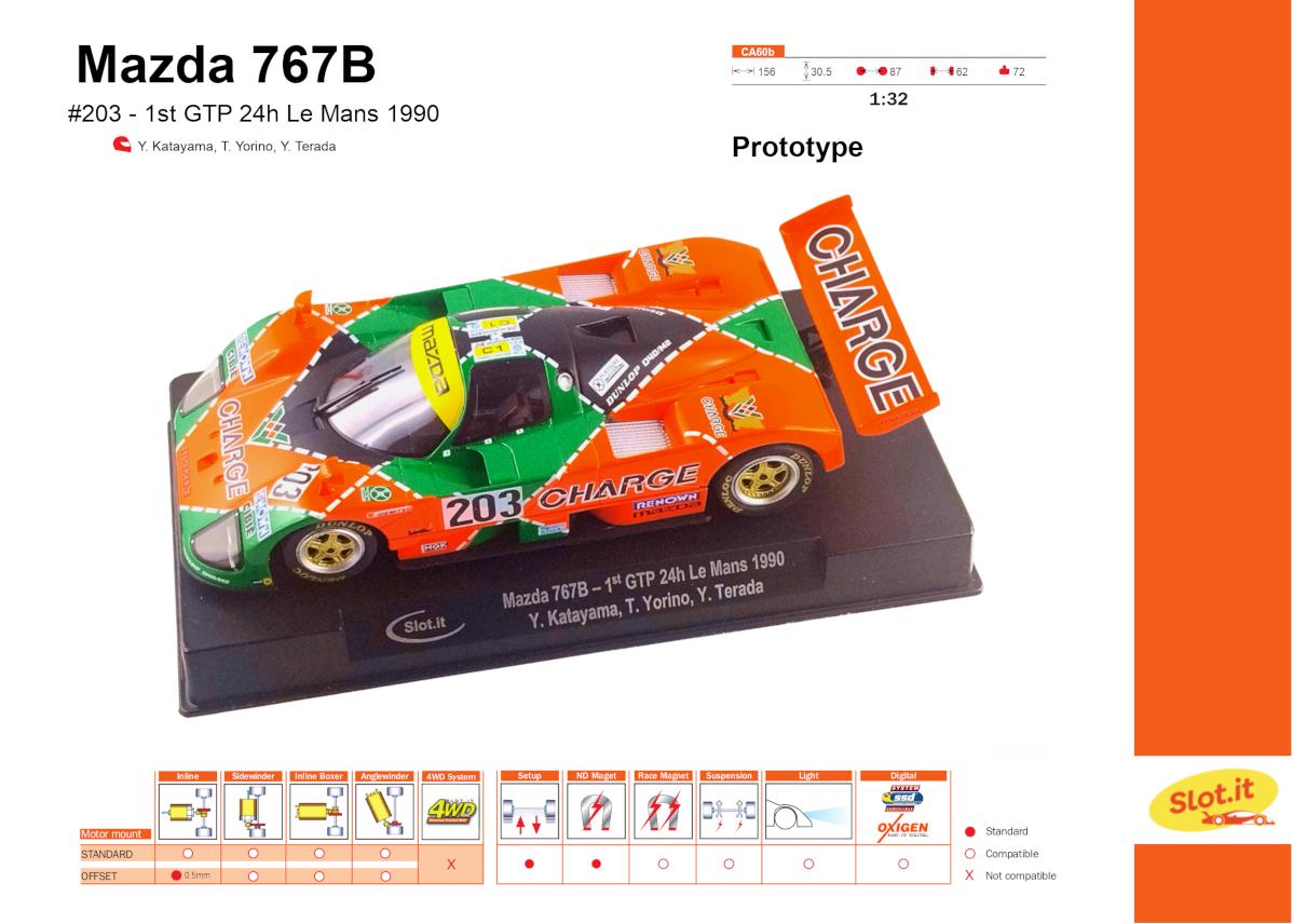 Slot.it | Mazda 767B | 203 Charge Mazdaspeed | CA60B | 1/32 Slot Car