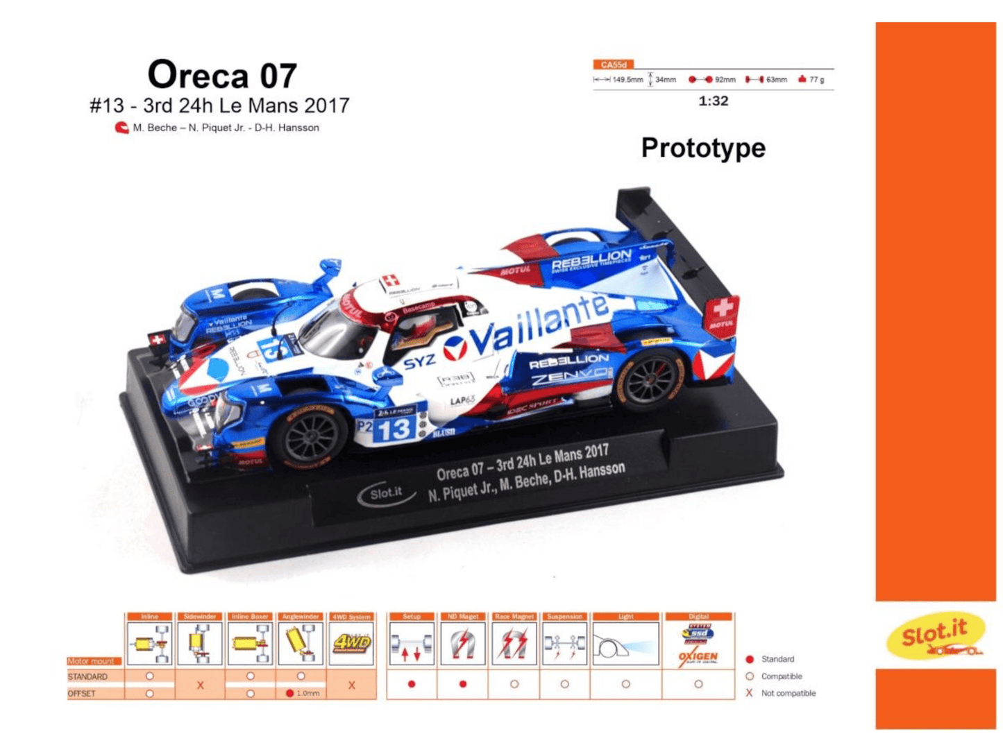 Slot.it | Oreca 07 | 13 Vaillante Rebellion - Le Mans 2017 | CA55D