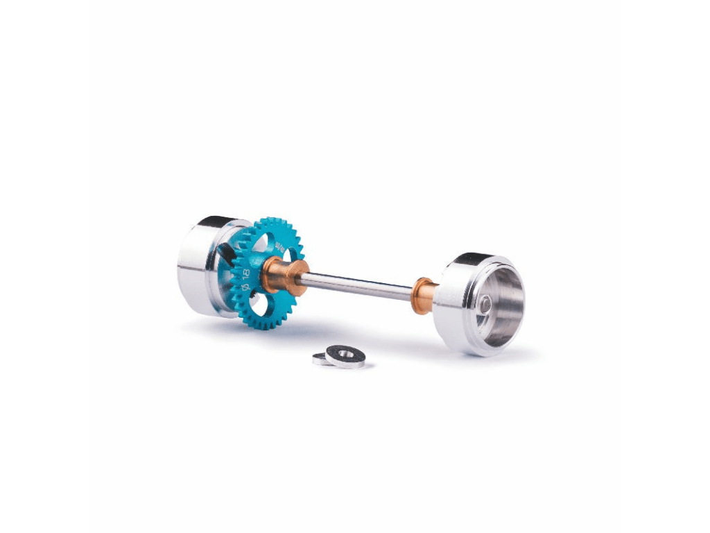 Slot.it | Rear Axle Assembly w/ Wheels | Starter Kit for ProSlot Sidewinder Cars | 18mm Diameter | 34 Tooth | KK05B