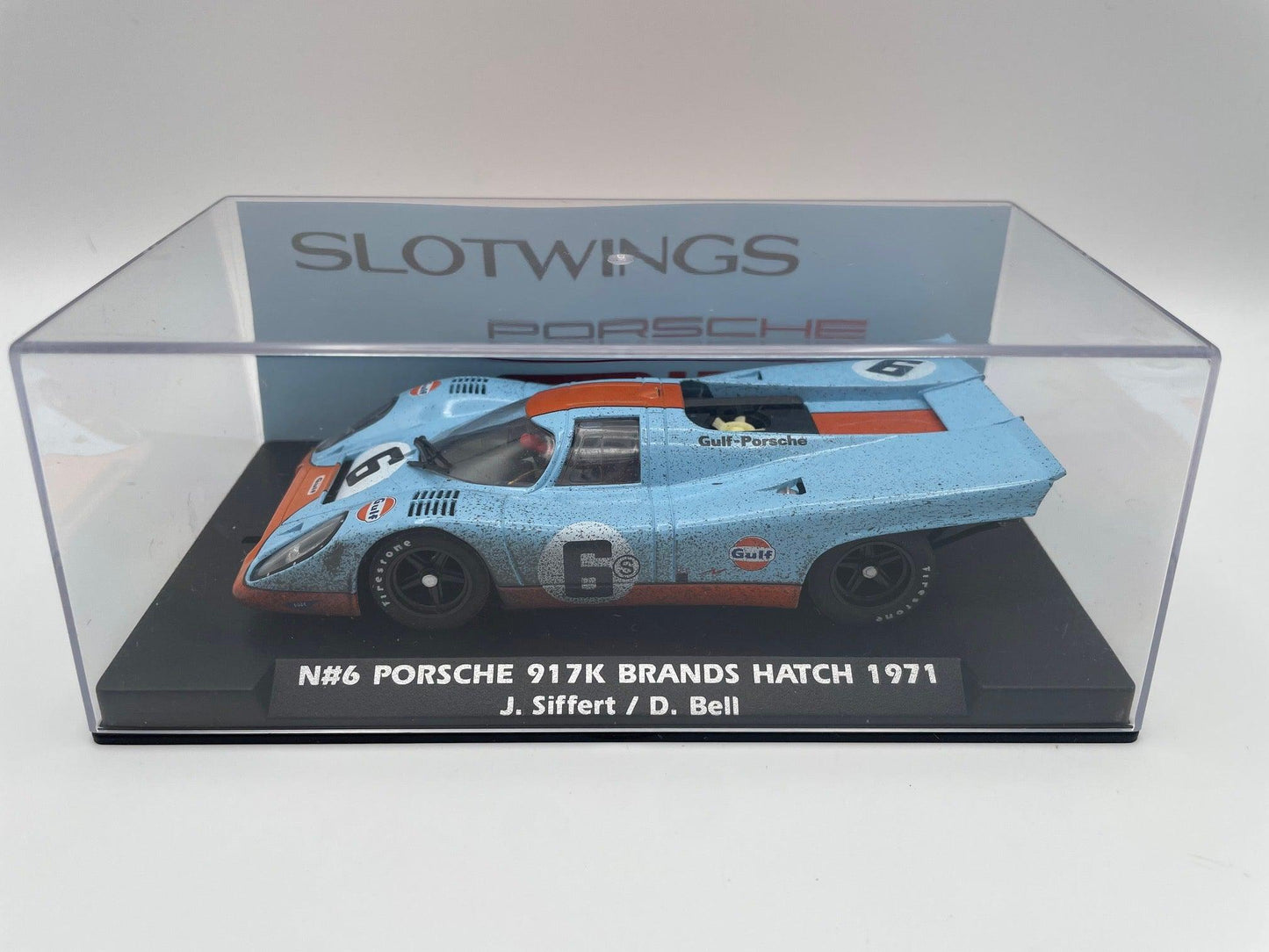 Slotwings - Porsche 917K - #6 Gulf - Brands Hatch 1971 - Race Dirty Effect - W005 - 05A - Amanda’s Hobbies