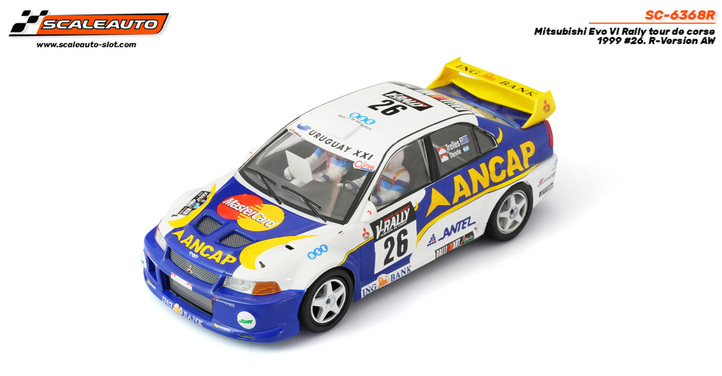 Scaleauto | Mitsubishi Lancer Evo VI | #26 Ancap Ralliart | Home Series | SC-6368 | 1/32 Scale Slot Car