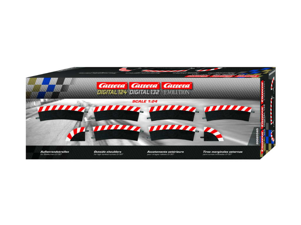 Carrera 124 & 132 | Outside Shoulder for High Banked Curve 2/30° x6 Pack | Includes End Pieces x2 | 20565