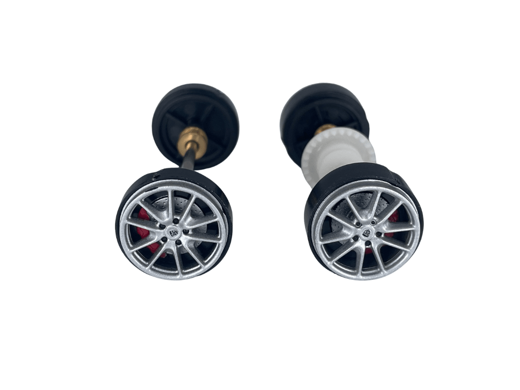Carrera 132 | Axle Assembly - Front & Rear | Porsche 911 Carrera S Cabriolet | 1/32 Slot Car Parts