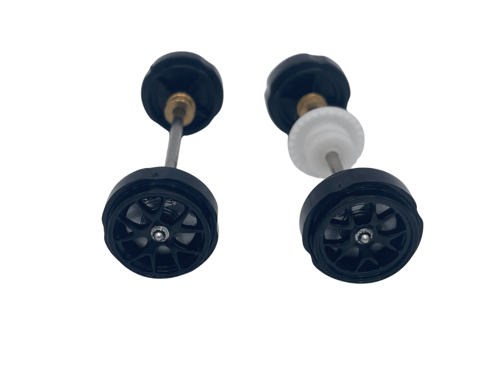 Carrera 132 | Axle Assembly - Front & Rear | Porsche 911 RSR / GT3 Cup | Black Wheels