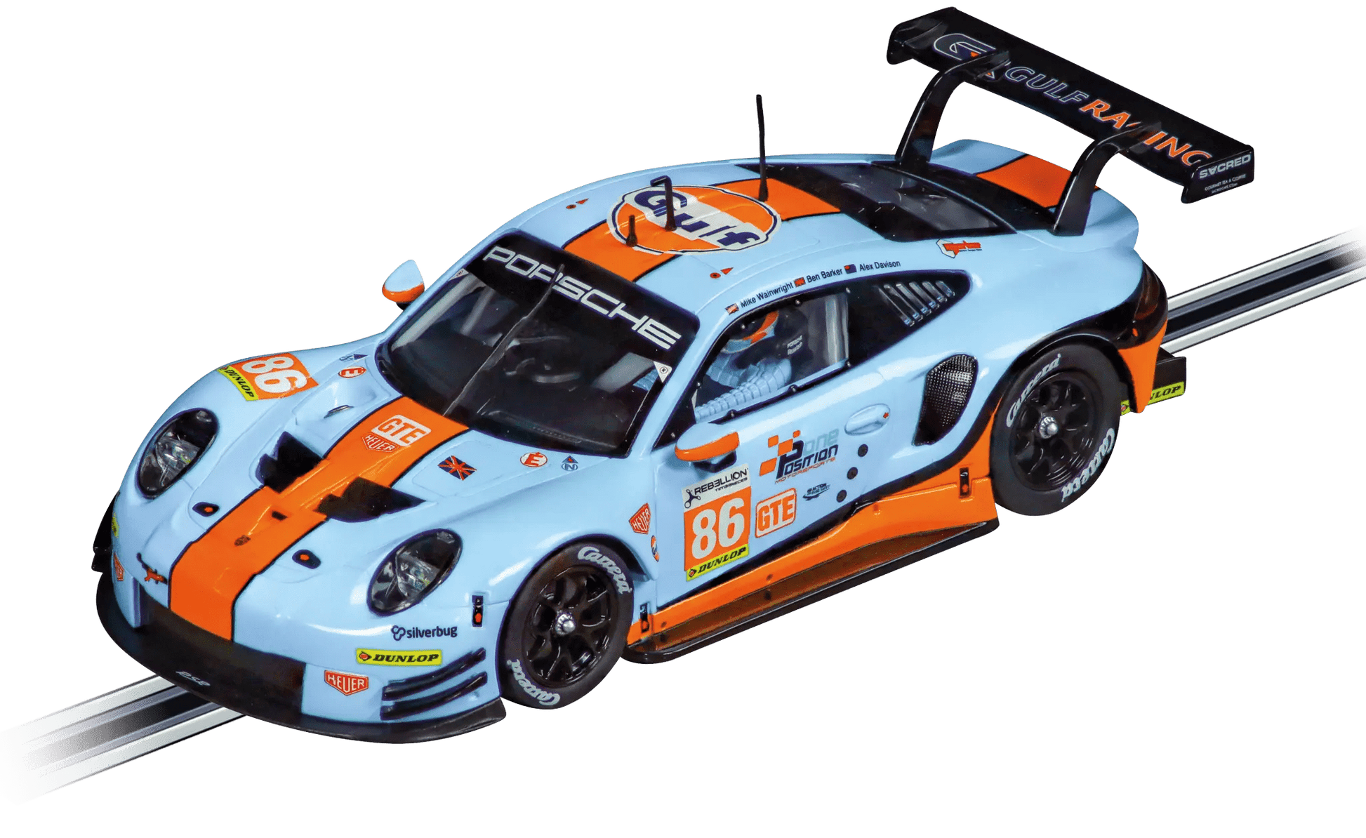 Carrera 132 | Chassis Plate | Porsche 911 RSR | #86 Gulf Racing UK - Silverstone 2018 | 27780 - Custom Build