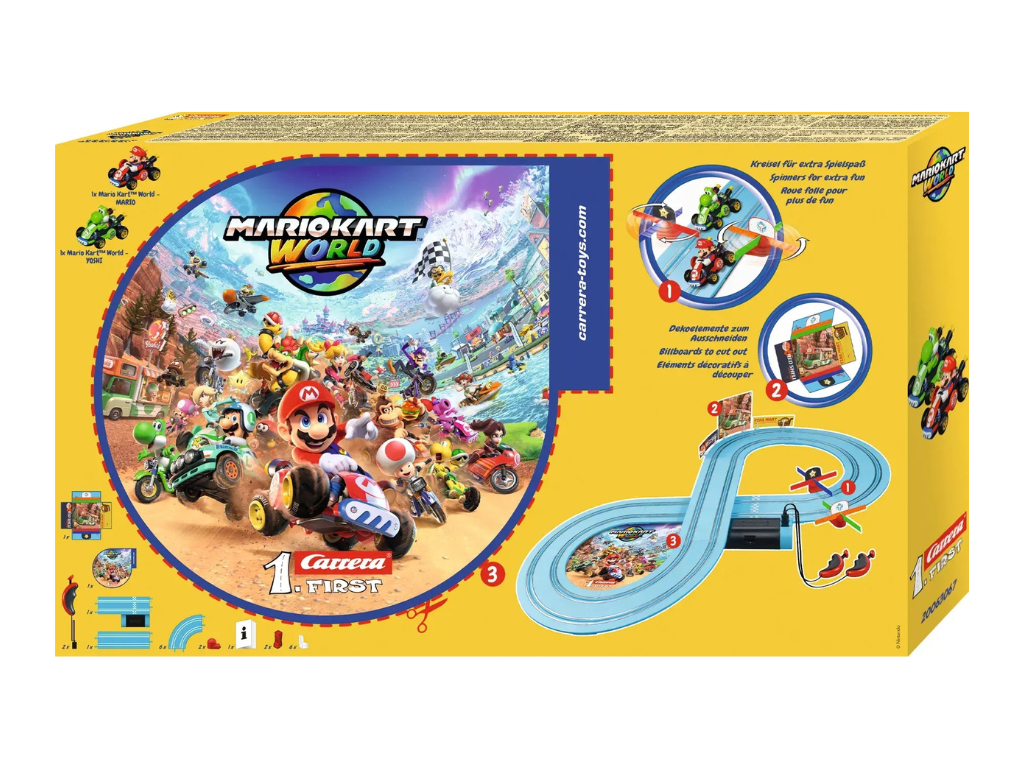 Carrera First | Mario Kart World | Mario vs. Yoshi | 63067 | 1/50 Slot Car Racing Set