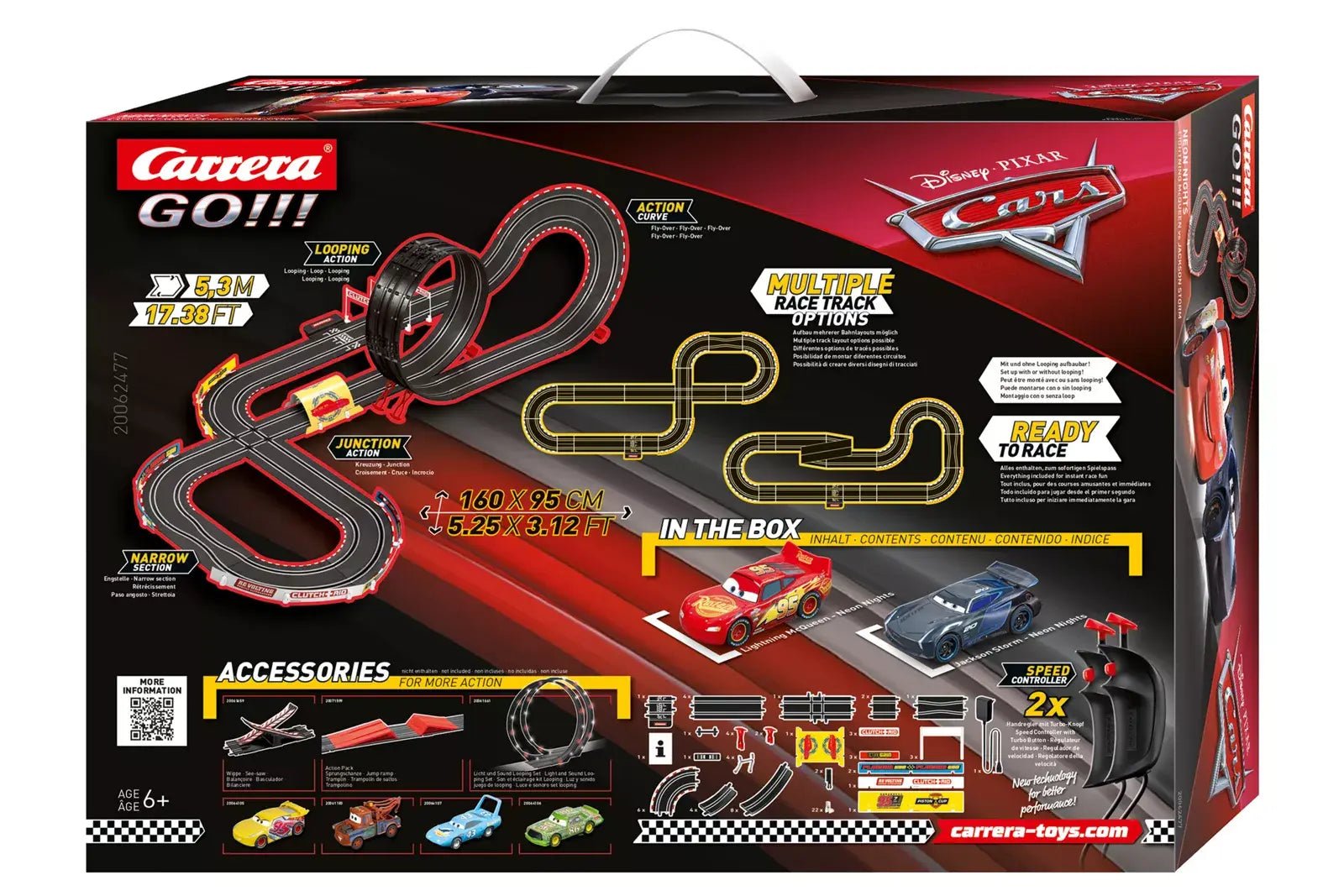 Carrera GO!!! | Disney Pixar Cars | Neon Nights | 62477 | 1/43 Slot Car Racing Set