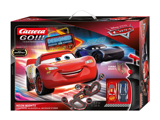 Carrera GO!!! | Disney Pixar Cars | Neon Nights | 62477 | 1/43 Slot Car Racing Set