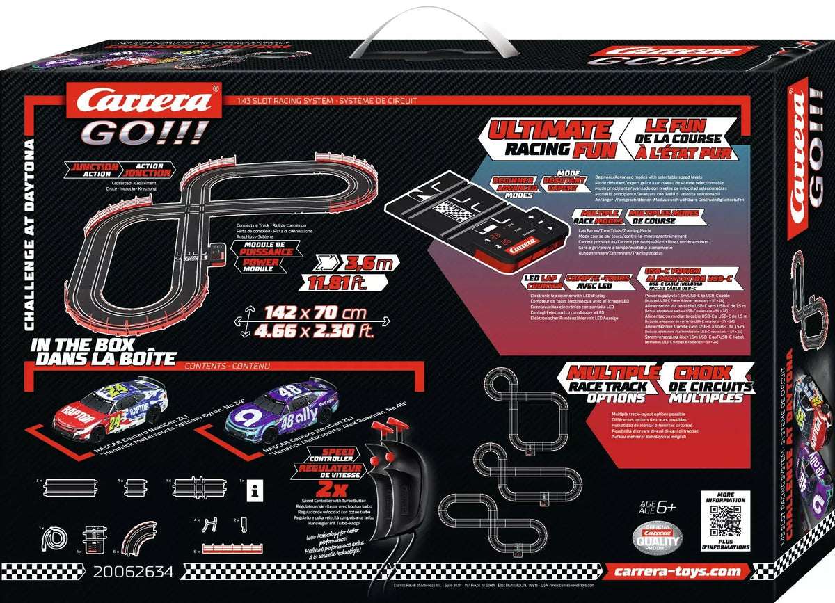 Carrera GO!!! | NASCAR | Challenge at Daytona | 62634 | 1/43 Slot Car Racing Set