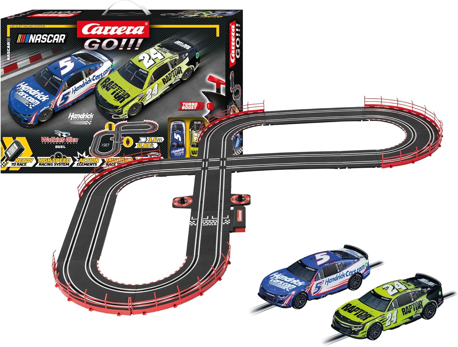 Carrera GO!!! - NASCAR Watkins Glen Duel - Slot Car Racing Set - Camaro NextGen ZL1 - 62583