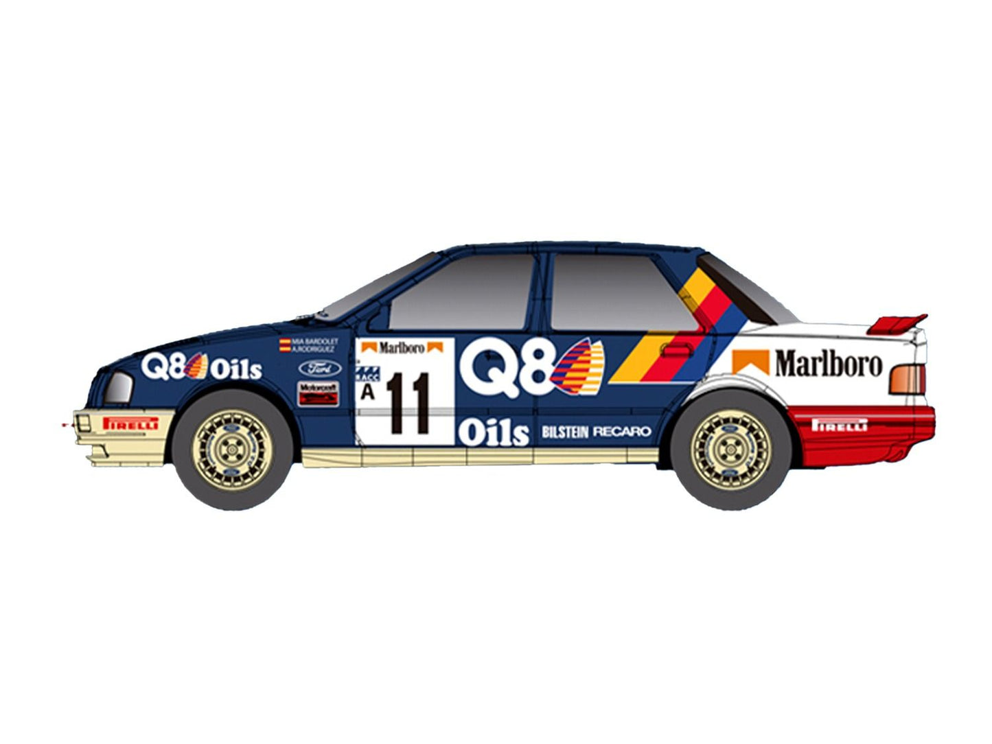 Fly | Ford Sierra RS Cosworth 4x4 | #11 Q8 Team Ford | Dirt Effect | E2124AR | 1/32 Slot Car