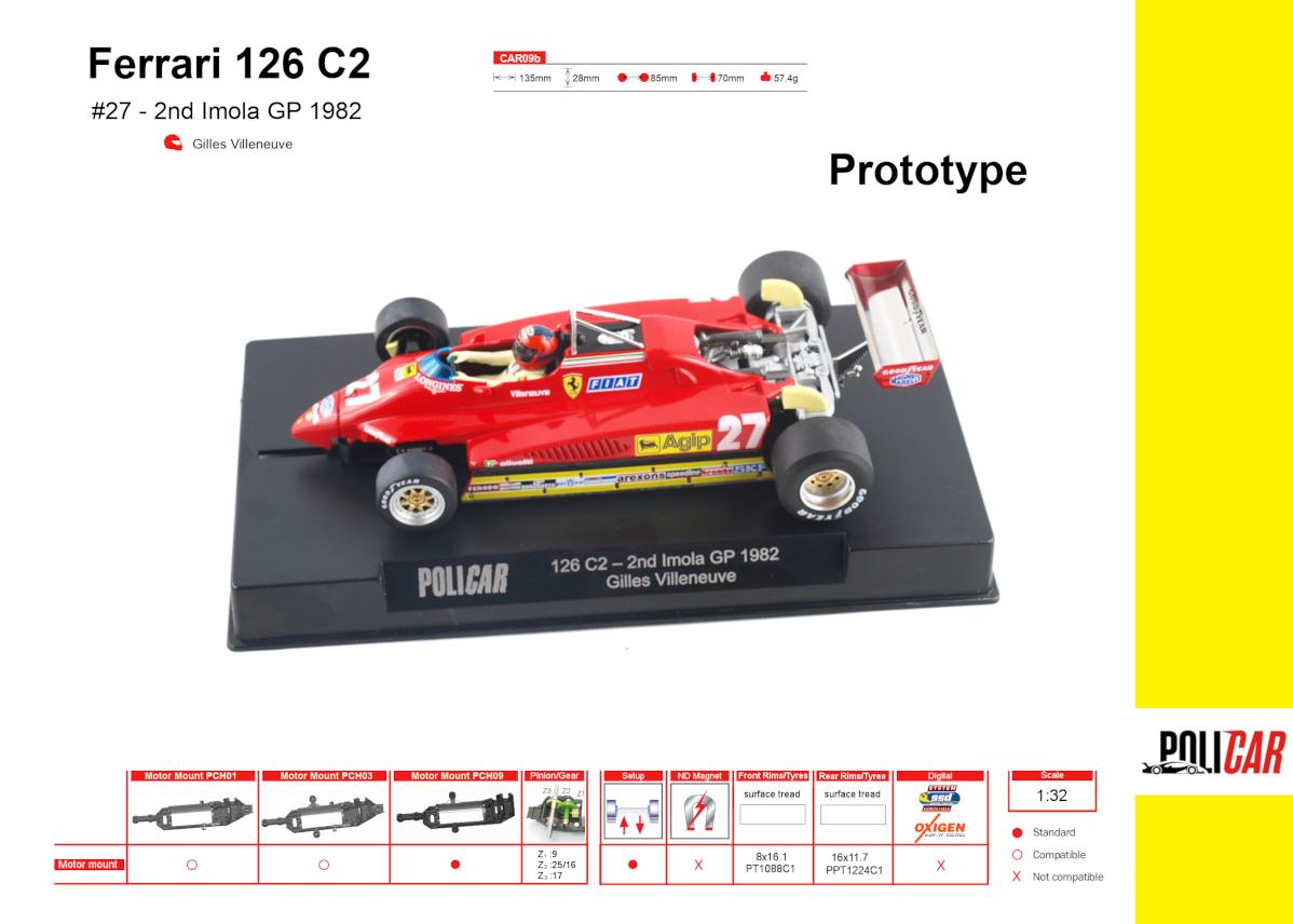 Policar | Ferrari 126C2 | 27 Gilles Villeneuve | PCAR09B - US | 1/32 Slot Car