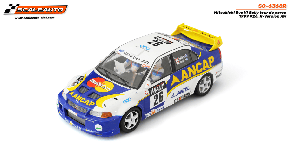 Scaleauto | Mitsubishi Lancer Evo VI | 26 Ancap Ralliart | Home Series | SC-6368 | 1/32 Scale Slot Car