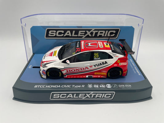 Scalextric - Honda Civic Type R - #25 Yuasa - Matt Neal - BTCC 2015 - 1/32 Slot Car - C3734