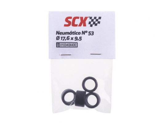 SCX 1:32 | Rubber Tires x4 Pack | 17.6x9.5mm | Tire Kit 53 | U10340