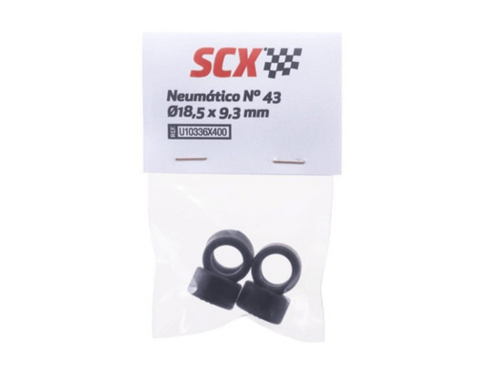 SCX 1:32 | Rubber Tires x4 Pack | 18.5x9.3mm | Tire Kit 43 | U10336