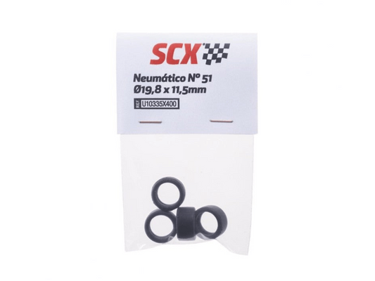 SCX 1:32 | Rubber Tires x4 Pack | 19.8x11.5mm | Tire Kit 51 | U10335