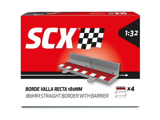 SCX 1:32 | Shoulder w/ Barrier for Straight Track - 1/2 Length | x4 Pack | U10488