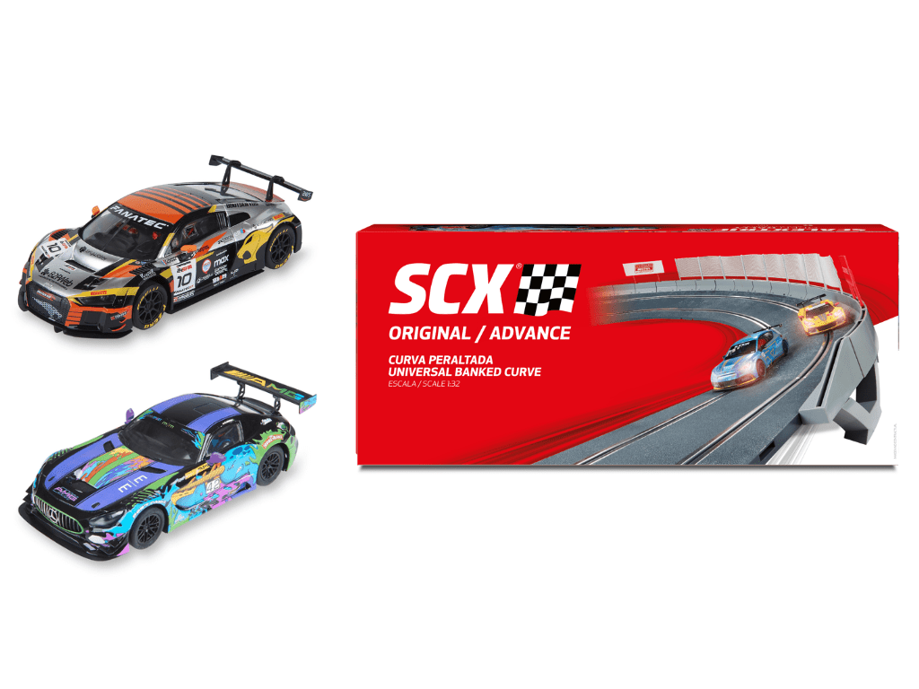 SCX Classic | Banked Curve & GT3 Race Car Set | Bundle 30 | 1/32 Slot Cars