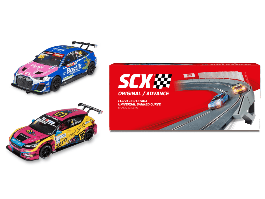 SCX Classic | Banked Curve & Touring Car Set | Bundle 28 | 1/32 Slot Cars