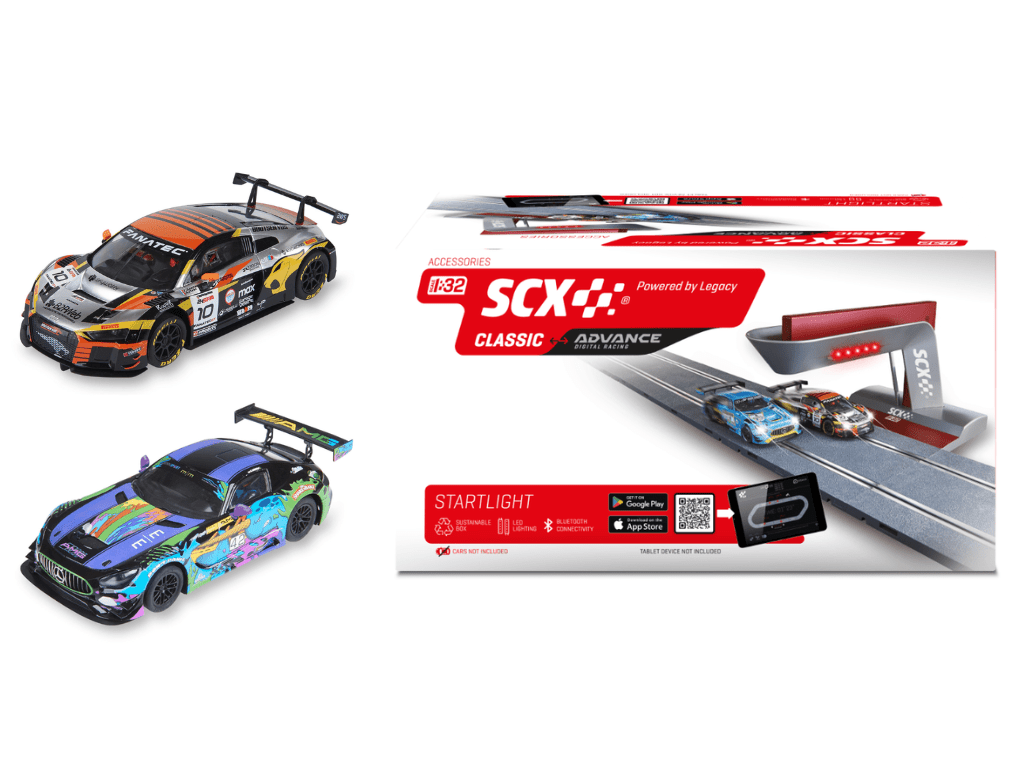 SCX Classic | Start Light & GT3 Race Car Set | Bundle 25 | 1/32 Slot Cars