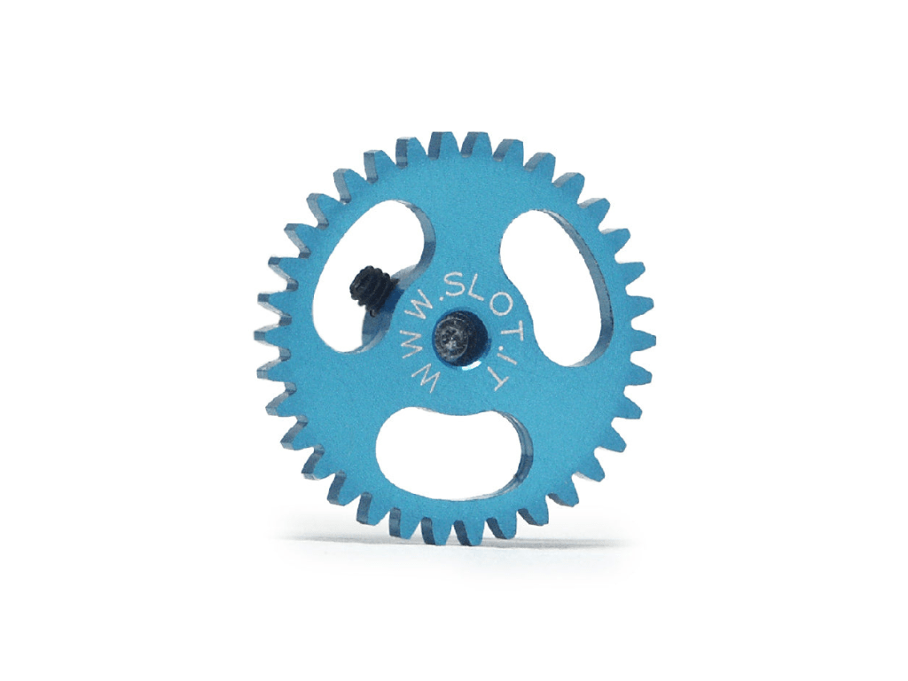 Slot.it | Ergal Sidewinder Spur Gear | 18mm Diameter | 34 Tooth | 3/32" / 2.38mm Axles | GS1834