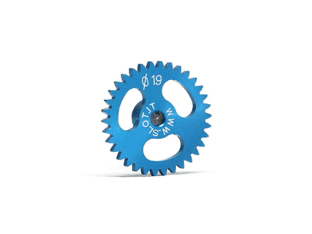 Slot.it | Ergal Sidewinder Spur Gear | 19mm Diameter | 34 Tooth | 3/32" / 2.38mm Axles | GS1934
