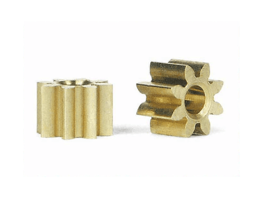 Slot.it | Inline Pinion Gear - Brass | 5.5mm Diameter | 8 Tooth | x2 Pack | PI08