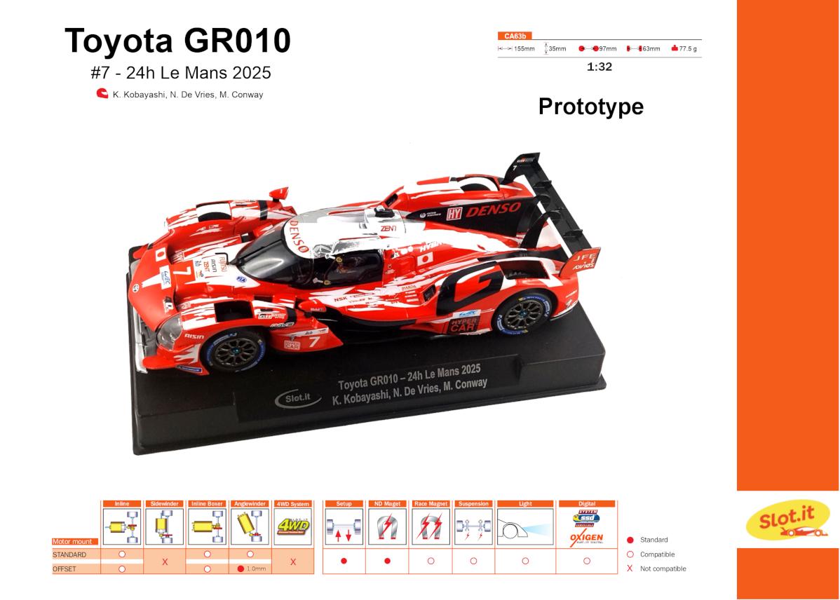 Slot.it | Toyota GR010 Hybrid | 7 Gazoo Racing | CA63B | 1/32 Slot Car
